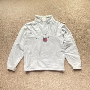 Brandy Melville John Galt Los Angeles 1984 Quarter Zip American Flag Sweatshirt